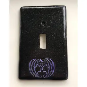 Gemini The Twins light switch plate cover for single toggle switch plate cover, black with glitter metallic purple custom colors available