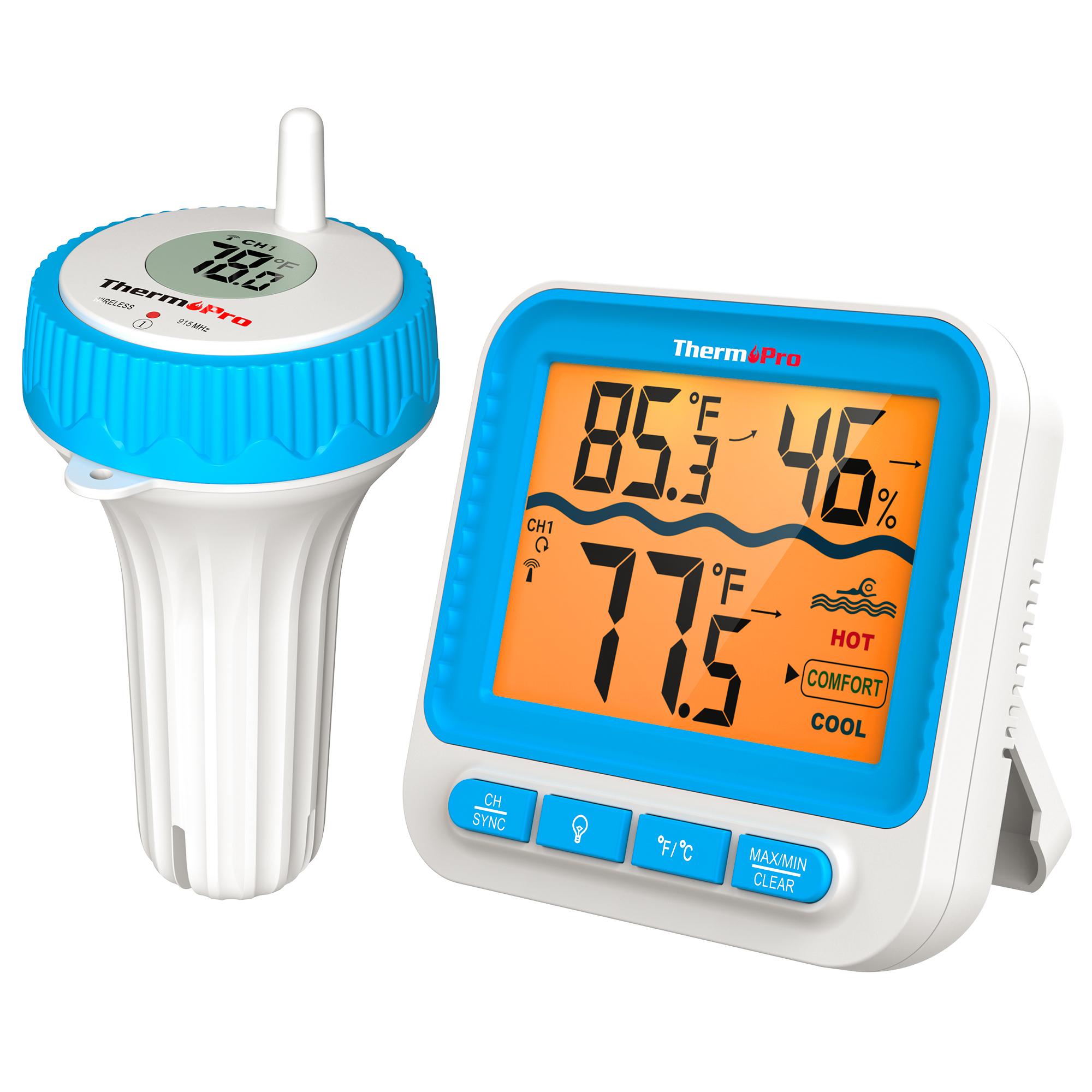 [Pool Accessories] Floating Wireless Swimming Pool Thermometer, Digital Indoor Hygrometer Easy Read, Large Size, IPX8 W