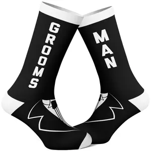 Men's Grooms Man Socks Funny Wedding Groomsmen Tuxedo Footwear Funny Graphic Socks Comfortable Fitted Spandex Cotton
