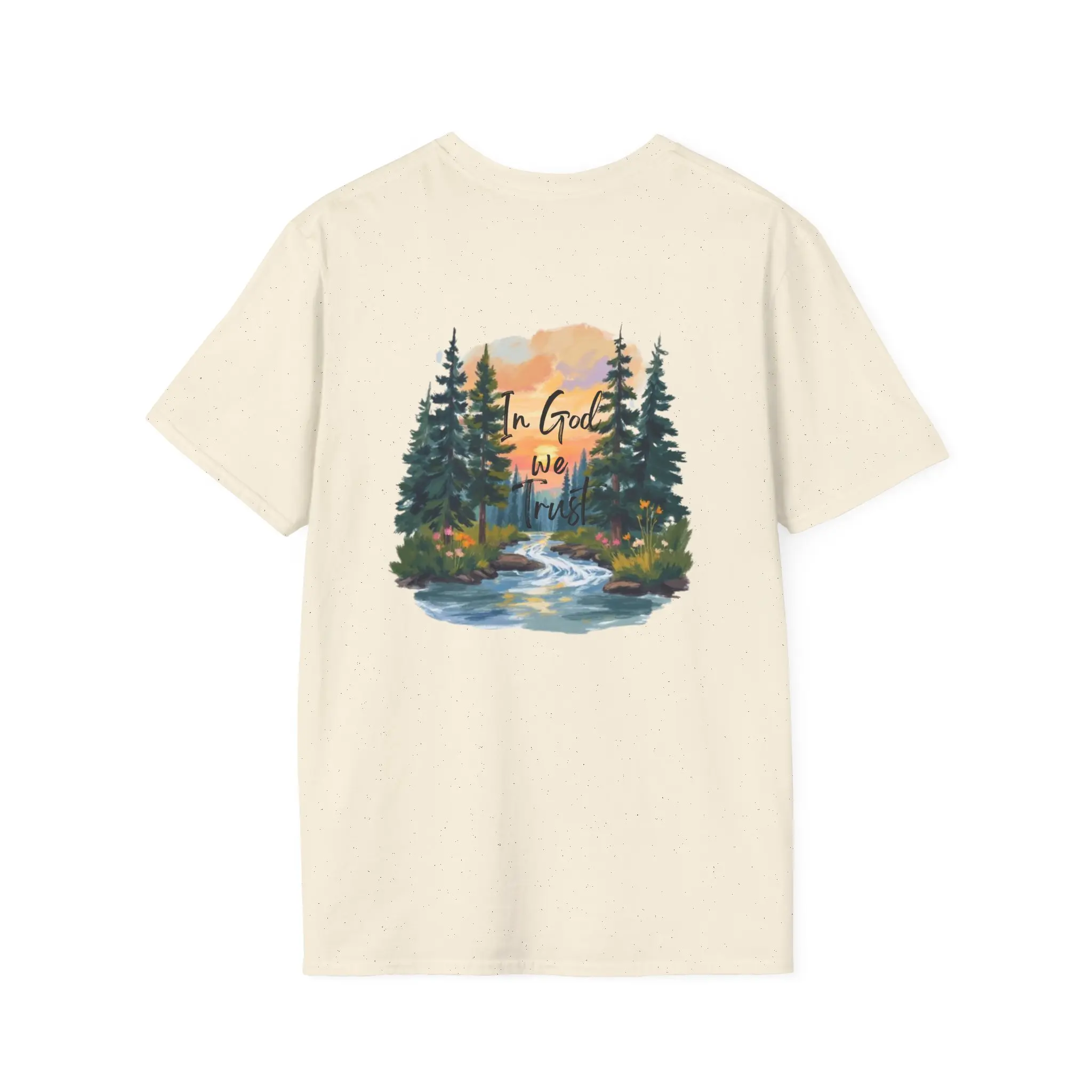 In God We Trust Christian T-Shirt for Men & Women, Nature Faith Front & Back Graphic Tee