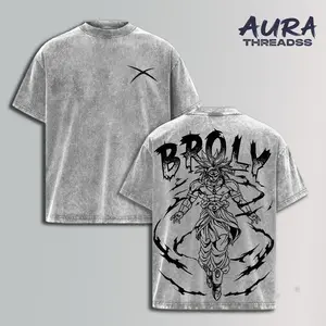 Broly Anime Graphic Tee - Premium Acid Wash Oversized T-Shirt for Men & Women, Vintage Distressed Streetwear, Dragon Ball Super Inspired Harajuku Shirt, Soft Breathable Cotton, Perfect Gift for Anime Fans and Gamers