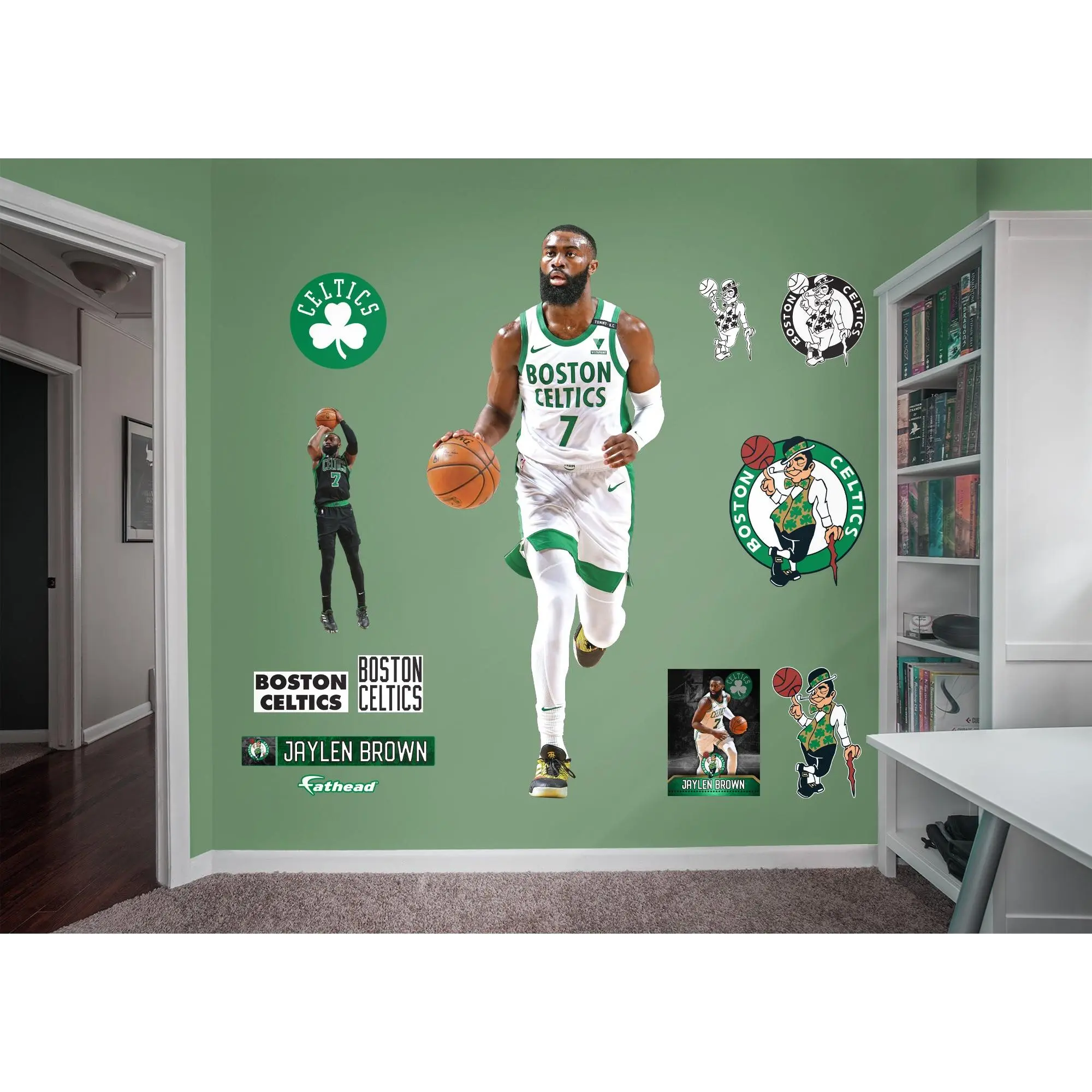 Vibrant, Easy-Install Precision-Cut Reusable Vinyl Wall Stickers - Official NBA Boston Celtics #2 Jaylen Brown RealBig Collection - Home Decor for Rooms