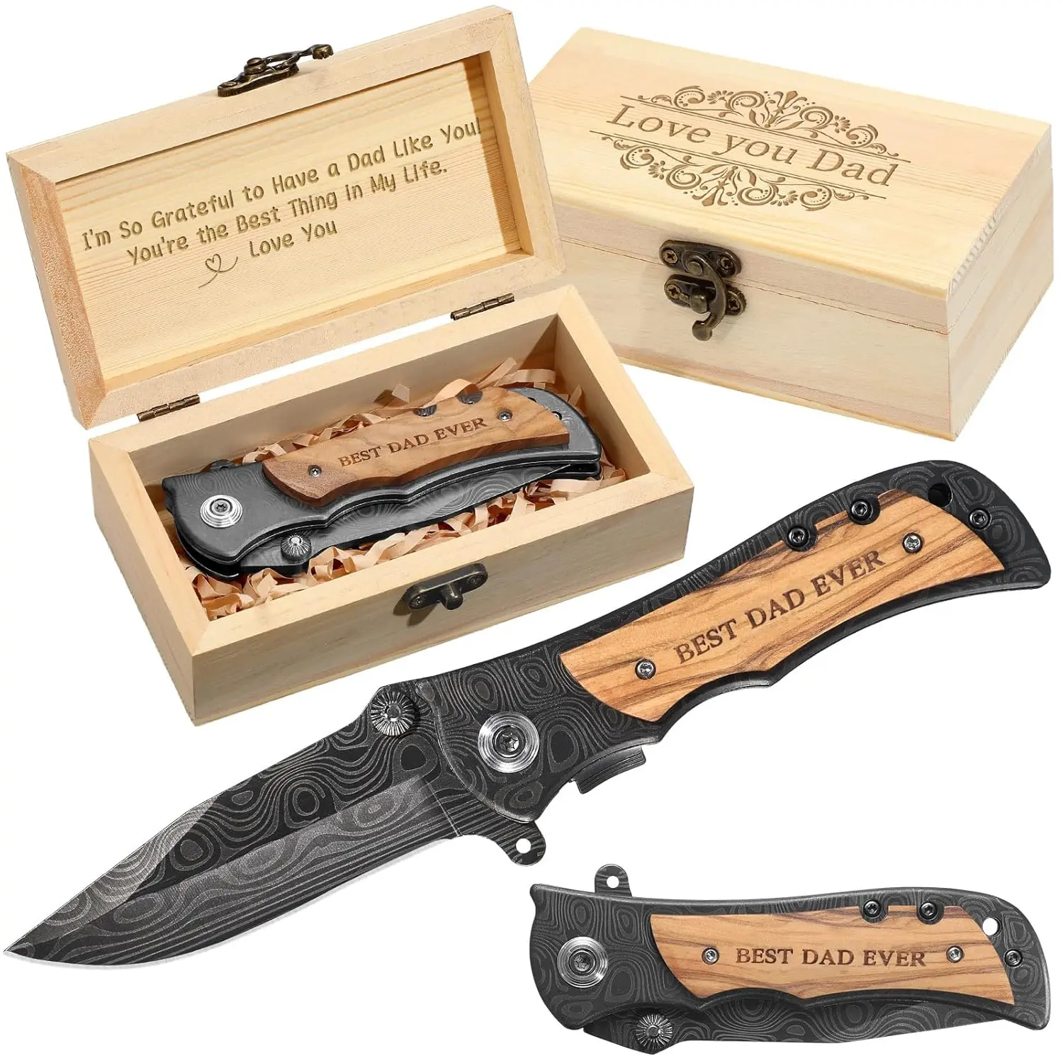 Father's Day Anniversary Keepsake Gifts for Him Engraved Pocket Knife with a Gift Box Happy Tin Anniversary Customized Wedding Birthday Father's Day Gifts for Men Husband