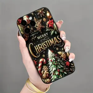New Fun Cartoon Snowflake Candy Stick Christmas Tree Creative Phone Case, Suitable for iPhone 16E/7/8/XR/X/11/12/13/14/15/16 Pro Max/Plus/17Air, Shockproof Full Protection Phone Case, Best Gift Choice for Family and Friends on Christmas MS42