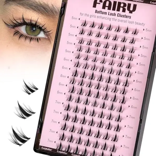 calphdiar Bottom Lash Clusters Fairy Eyelash Extension Bottom Lashes Clusters 5-7mm Natural Bottom Eyelashes DIY Manga Lower Cluster Lashes Extensions Wispy Bottom Individual Lashes