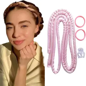 Heatless Hair Curler Set, 4 Counts/set Silk Flexi Rods Hair Curler Strap & Hair Ties & Hair Clip, Heatless Hair Styling Tool, Heatless Styling Kit, Heatless Curling Rod for Women & Girls