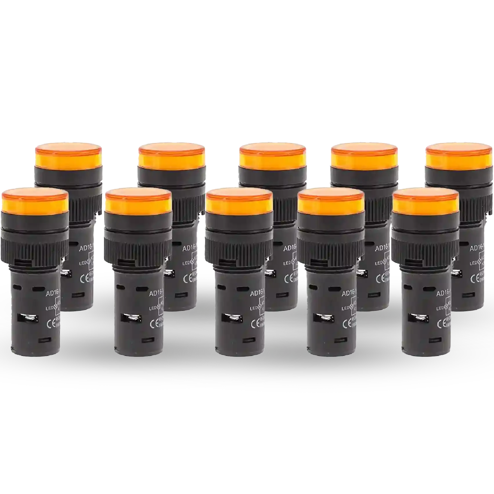 Shopcorp 20mA Energy Saving, Industrial LED Indicator Lights - 22mm - 10 Yellow Bulbs