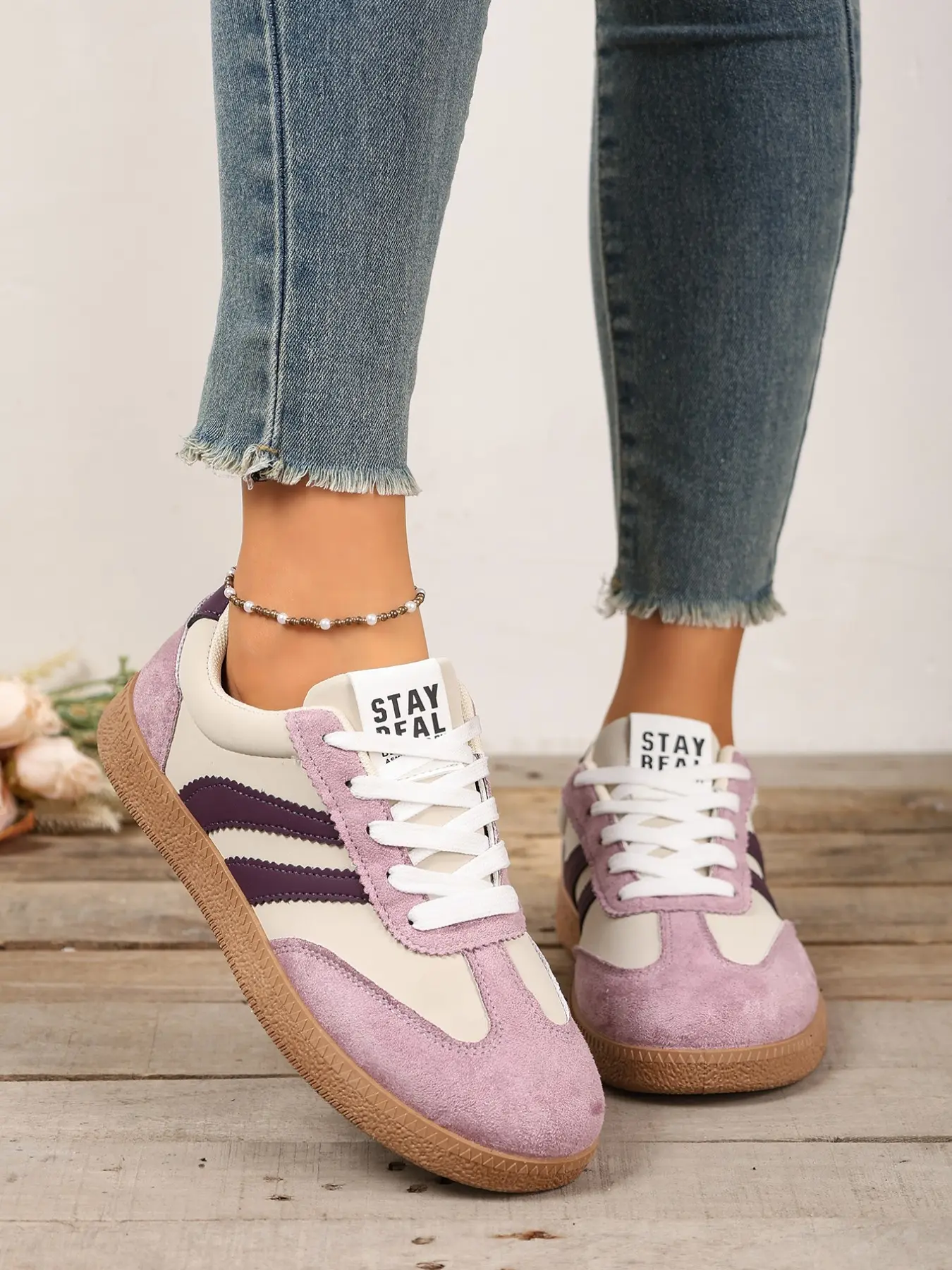 Women's Outdoor Trendy Walking Shoes, Retro Three Stripes Trainer, Breathable Casual Board Sneakers, Soft Sole, Multiple Colors, Comfortable and Stylish