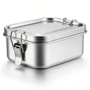Stainless Steel Leakproof Lunch Box, 1 Count Food Storage Container with Lid, Portable Bento Box for Home Office School Picnic