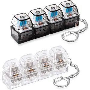 2 PCS Keyboard Fidget Toy, Keyboard Fidget Keychain 4-in-1 Keyboard Decompression Button Finger Clicker Toys, Keychain Button Stress Relief Fidget Gifts to Relief Stress