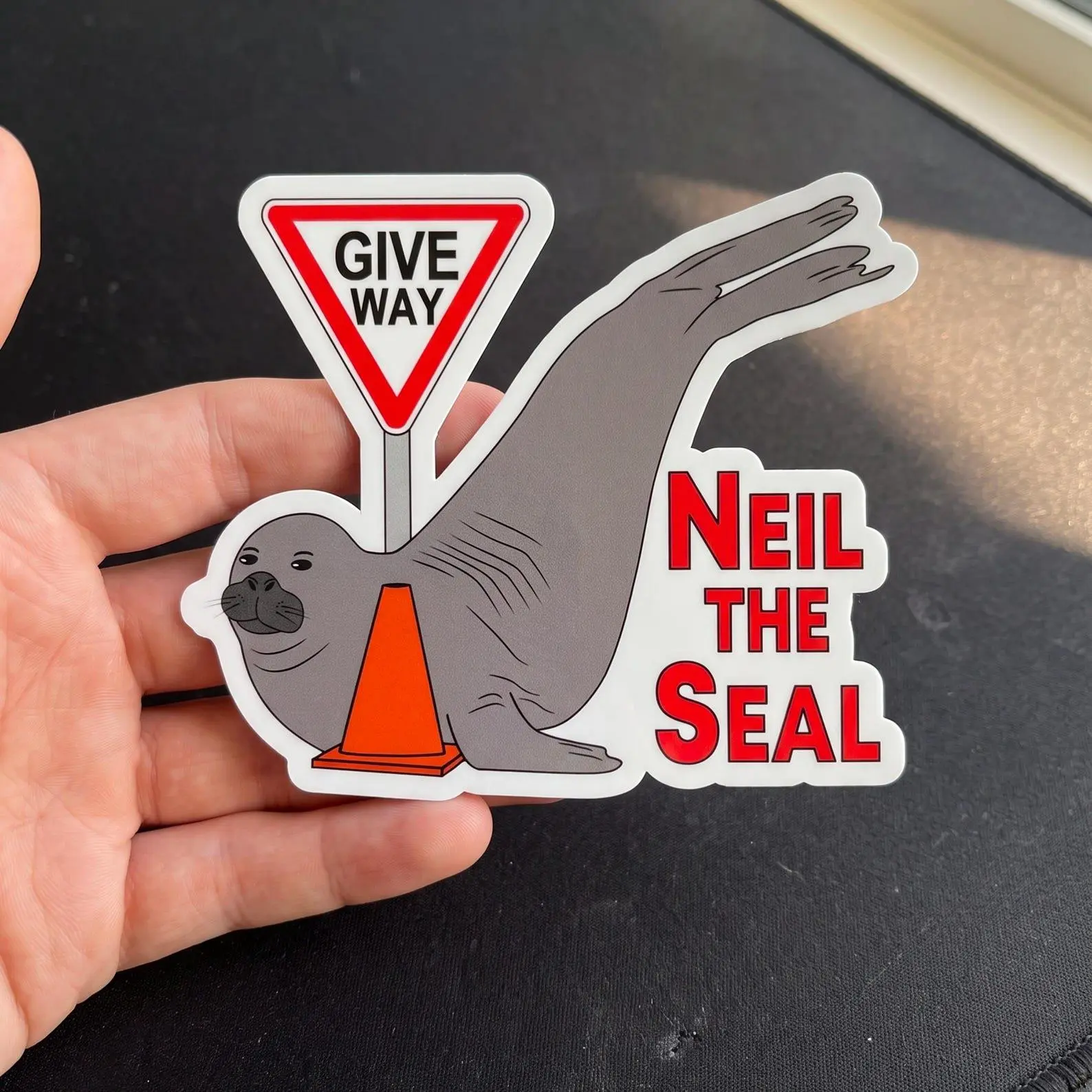 Neil The Seal - Give Way To Neil The Seal Stickers, Kiss-cut Sticker, Logo Vinyl Stickers