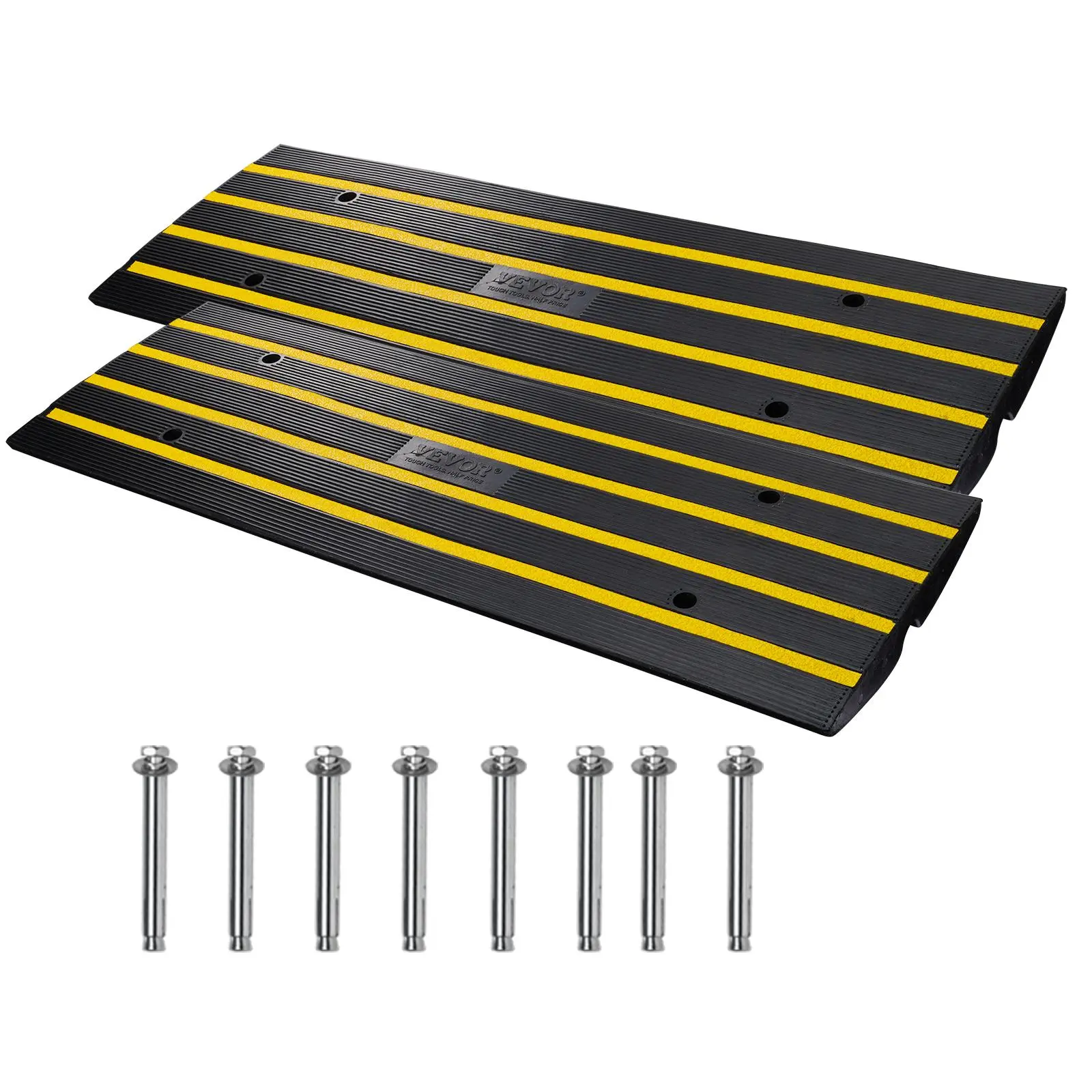 【Summerfinds】VEVOR Curb Ramp, 2 Pack, 2.6" Rise, Rubber Driveway Ramps, Heavy Duty 33069 lbs Weight Capacity Threshold Ramp, Curbside Bridge Ramps for Loading Dock Garage Sidewalk, Expandable Full Ramp Set