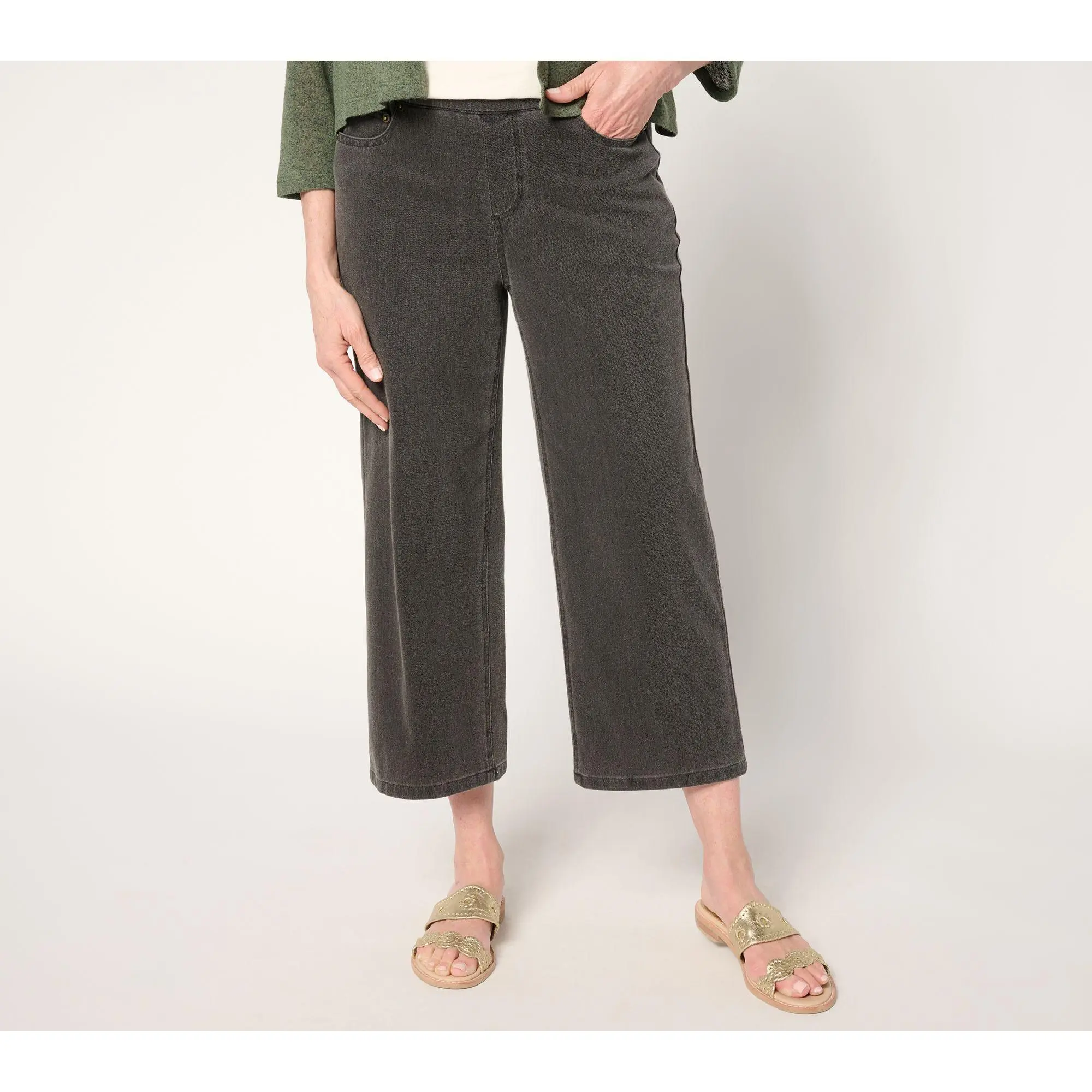 Denim & Co. Petite Comfy Knit Air Crop Trouser Jean