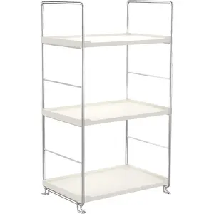3-Tier Bathroom Countertop Organizer -Makeup Organizer -Corner Storage Shelf- Kitchen  Rack Standing Shelf- for , Bathroom, Bedroom, Kitchen ( & White)