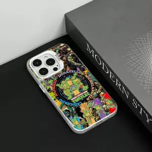 1PC Anime T-Teenage M-Mutant N-Ninja T-Turtles Phone Case IMD color silver shell For iPhone17 air 16 15 14 13 12 11 Pro Max Plus