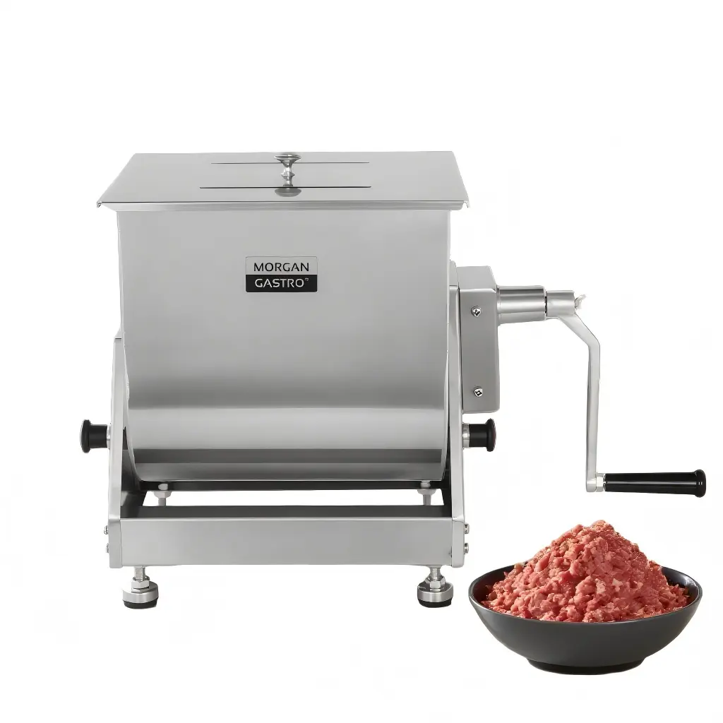 Hakka Stainless Steel Commercial Meat Mixer - 15L/30LB Large Batch Capacity, Manual Tilting, Removable Paddles, Hand Crank, Easy Sanitation for Restaurants, Butcher Shops, Great for Sausage, Burgers & Game Meat
