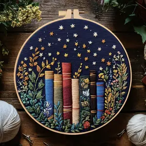 Starry Book Embroidery Kit, Beginner-Friendly Unisex Handicraft Set with English Stitch Guide, Needlework Materials, Embroidery Thread, DIY Craft for Home Decoration Handmade Gift