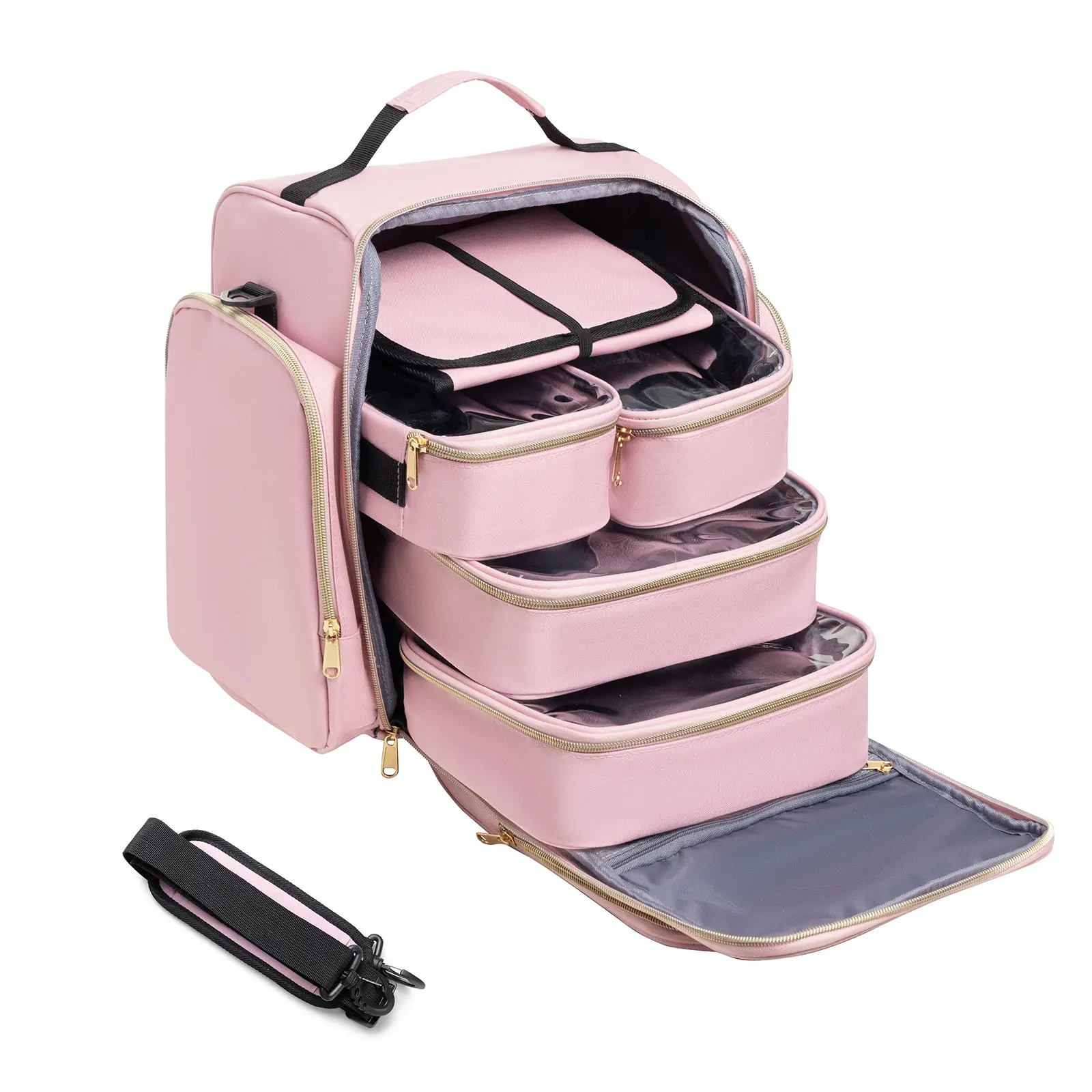 Travel Makeup Bag Storage Bag, 4 Detachable Boxes, 1 Jewelry Organizer Roll, Multiple Storage Bags, Cosmetic Bag, Makeup Bag Set, Portable Cosmetic Organizer, Travel Makeup Bags Organizers