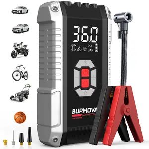 [5 in 1] 9000A Portable Car Jump Starter with AirCompressor(All Gas/10.0L Diesel),With Tireinflator, 12V Auto Boost Battery Charger Jumper Box, Rapid Charger with LED Screen