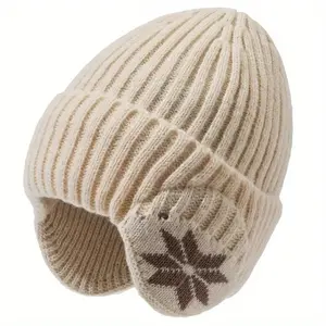 2026 New Simple Style Earmuff Hat. Thick Fleece-Lined Warm Knitted Beanie for Outdoor, Skiing & Cross-Country. Perfect Autumn & Winter Accessory for Christmas & Thanksgiving.