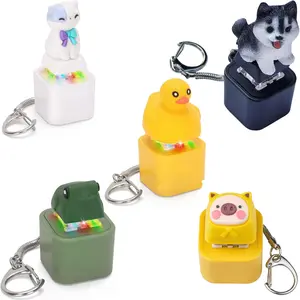2025 New Keyboard Fidget Keychain – Cat, Dog, Pig, Frog & Duck Clicker Toys | Rechargeable Sound & Light Stress Relief Fidget | Fun Portable Anxiety Relief Toy Gift for Adults & Kids