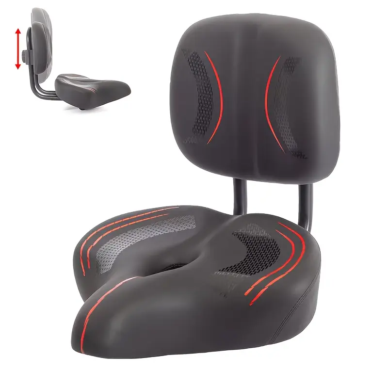 Oversized Cycling Bicycle Seat with Backrest Support, Comfortable Design with a Padded Breathable Cushion for Everyone on Stationary Cycles, Bikes, Cycling Extra Large Bicycle Seat, Spinning Bikes, Wide Cushion, Fitness For Everyone, Saddle Seat Chairs