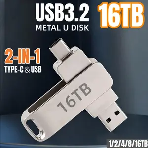 16TB USB3.2 Flash Drives High Speed Transfer Metal Pendrive Memory Card Pendrive Flash Disk Memoria Waterproof Stick 2026 NEW