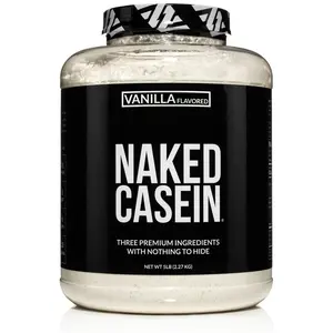 Naked Casein Vanilla Flavored - Premium Micellar Casein Protein Powder with Organic Coconut Sugar - 5 LB - Sourced from US Farms - 26g Protein, 5g sugar, 6g Carbs - For Muscle Recovery - Slow Digesting - Only 3 Ingredient