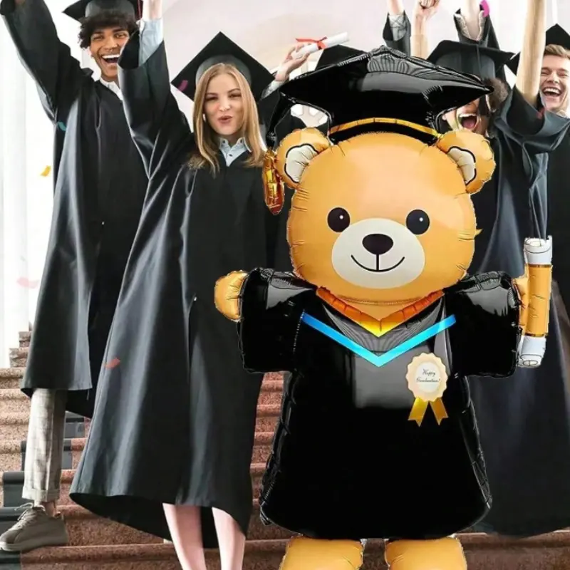 2pcs Kumozawa 61.2" Giant Graduation Bear Balloon, 2026 Grad Party Decor, Photo Prop, Graduation Decoration, Graduation Balloons, Perfect for Graduation Celebrations