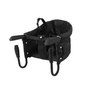 Virplik Hook on High Chair Portable Foldable High Chair for Babies 6-36 Months Black Sturdy Aluminum Alloy Clamp Water-Resistant 3-Point Safety Harness No handbag
