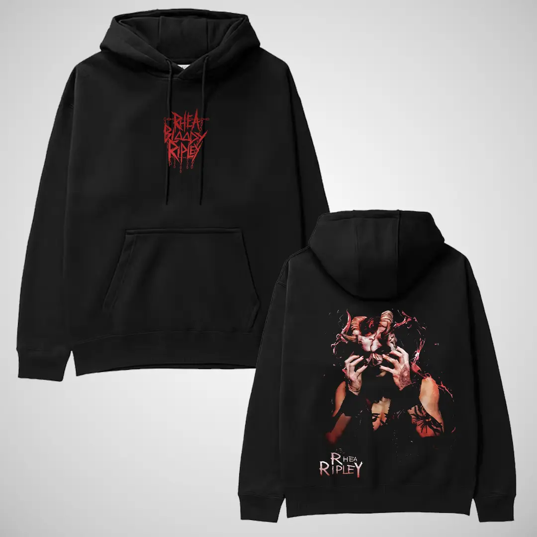 WWE Men's Bold Rhea Ripley Graphic Print Long Sleeve Cotton Pullover Hoodie - Menswear Apparel, Wrestling Merch, Casual Streetwear Gift, Cold-Wash Safe, 7-Day Return/Exchange, Do Not Bleach, Sweatshirts