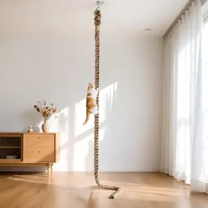 2" x 9.84Ft  Climbing Rope with Hook for Ceiling & Wall Mounted,  Sisal Rope for  Scratcher with   for Indoor/Outdoor Cats, Durable  Tree Replacement Rope