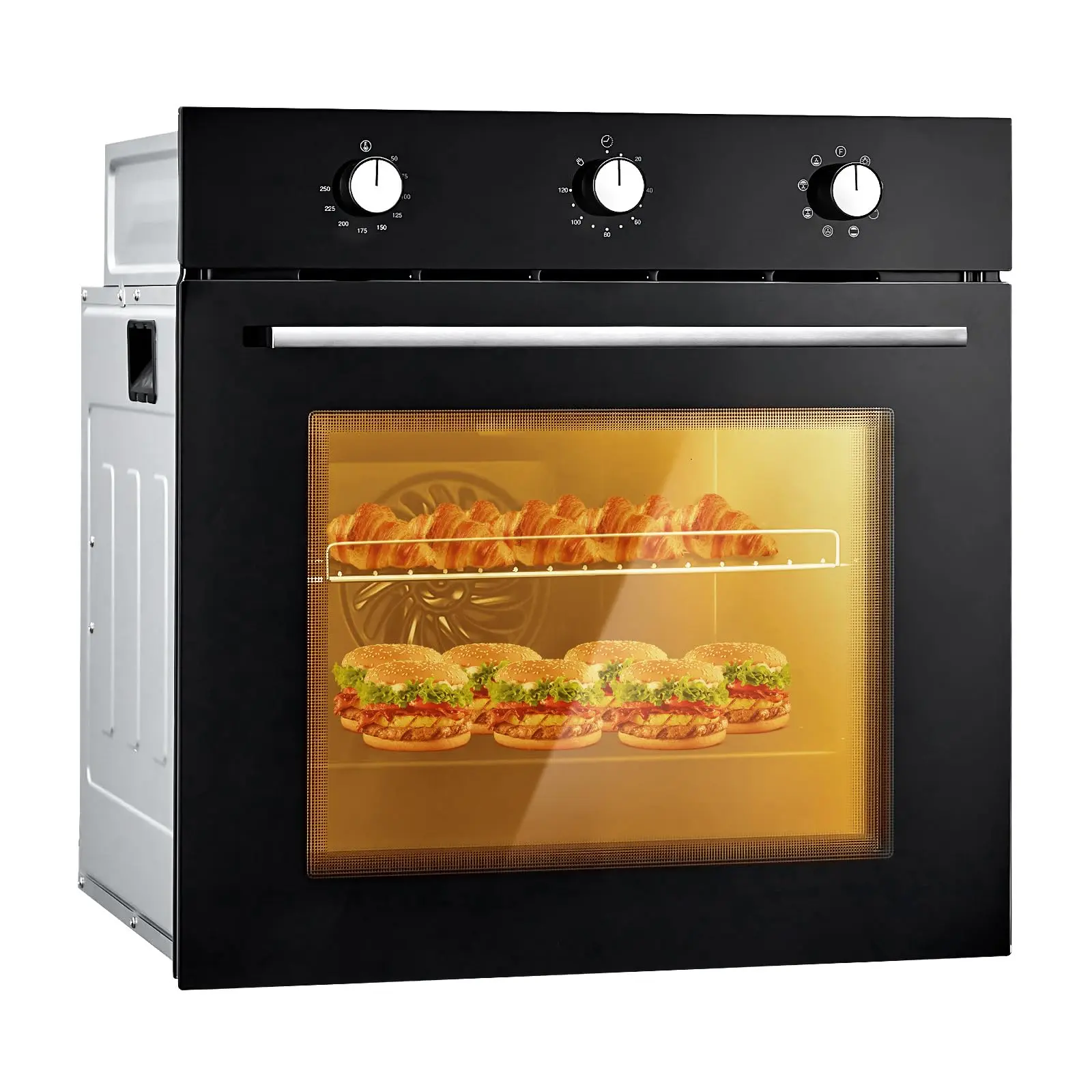 24" Built-In Electric Wall Oven – 2.5 Cu. Ft. Compact Oven with 8 Cooking Functions & Easy-Clean Interior