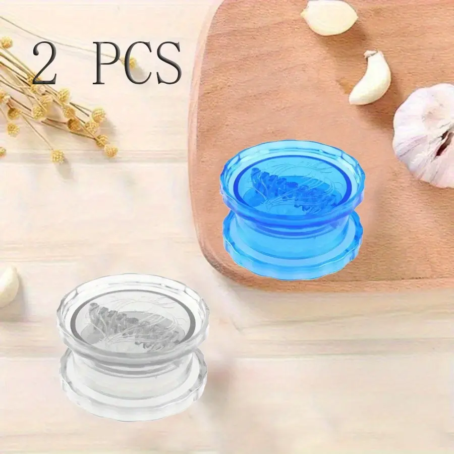 2 piece of manual garlic puree grinder box: kitchen garlic pounding helper - no electricity required, made of plastic material