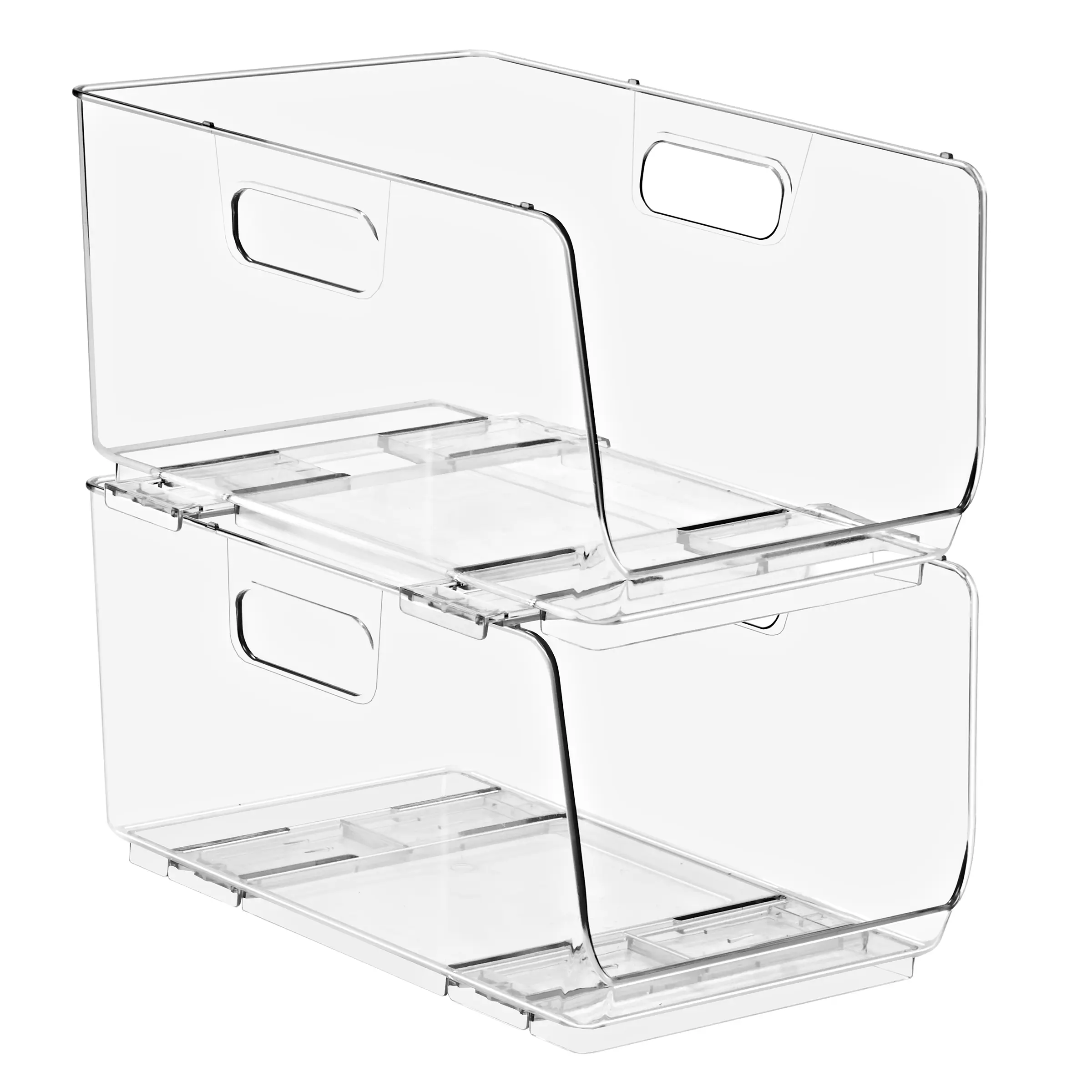 Sorbus Clear Stackable Storage Bins - Open Front Pantry Boxes (Medium 2 Pack) Household Kitchen Organiser Pet