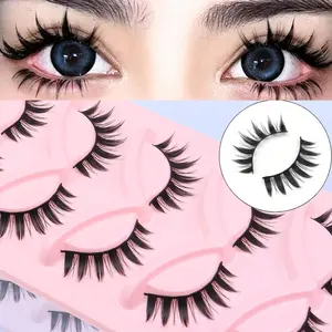 5 pairs /20 pairs of comic false eyelashes, dramatic cartoon wet makeup A-shaped pointed devil false eyelash extension, natural appearance, pointed cat-eye Korean anime false eyelashes, Doll eyelashes, reusable false eyelashes, eyelashes, false eyelashes