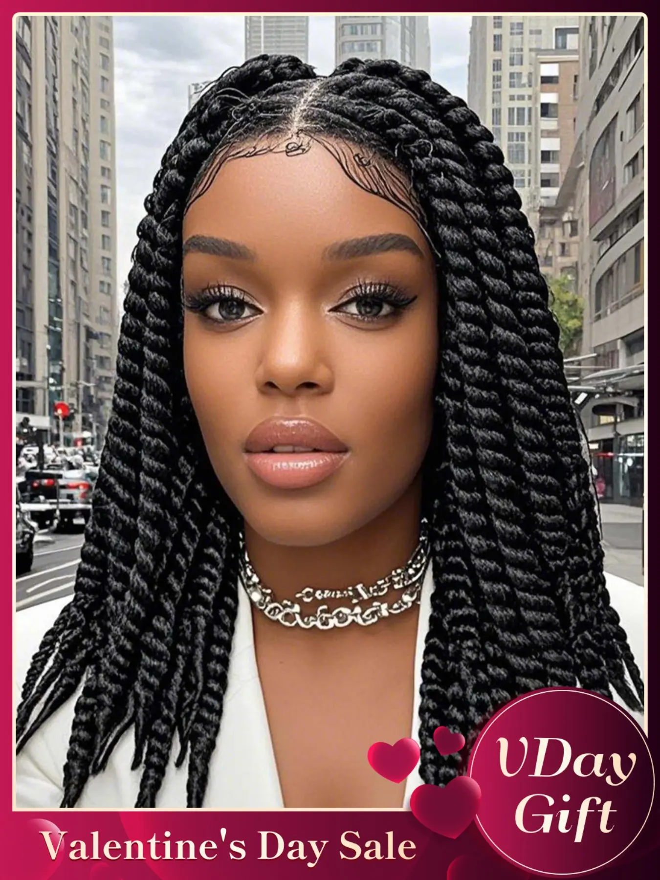 18 Inch Long Braided Hair Texture Lace Front Wigs for Women, Box Braided Wigs, Synthetic Braids, Artificial Wig, Natural Fluffy Wigs with Baby Hair Bangs, Premium Synthetic Wigs for Party, Daily Use
