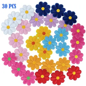 30PCS Beautiful Color Flowers Iron on Embroidered Patches Embroidery Flower Appliques for DIY on Clothes, Hats, Bags etc.