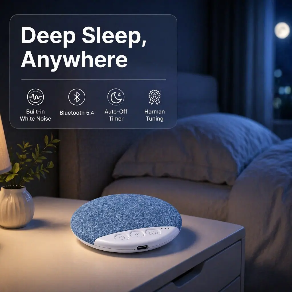 Bluetooth 5.4 Wireless Speaker - Harman Tuned HiFi Sound, ASMR Bedside Sleep Aid, 7-Day Battery, Compact Portable Speaker, Smartphone USB Audio Connection, Stereo