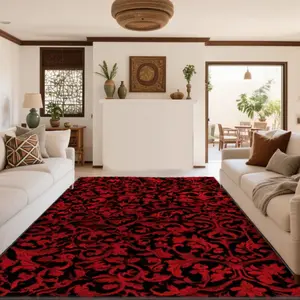 Gothic Wave Pattern Velvet Rug, Soft Comfortable Home Decor Carpet, Living Room Sofa Mat, Bedroom Bedside Rug, Multi-Scene Use, Fluffy Area Rug