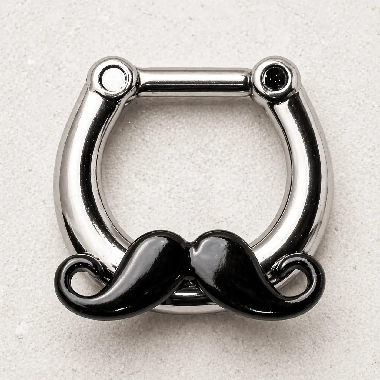 Black Mustache Septum Clicker 316L Surgical Steel