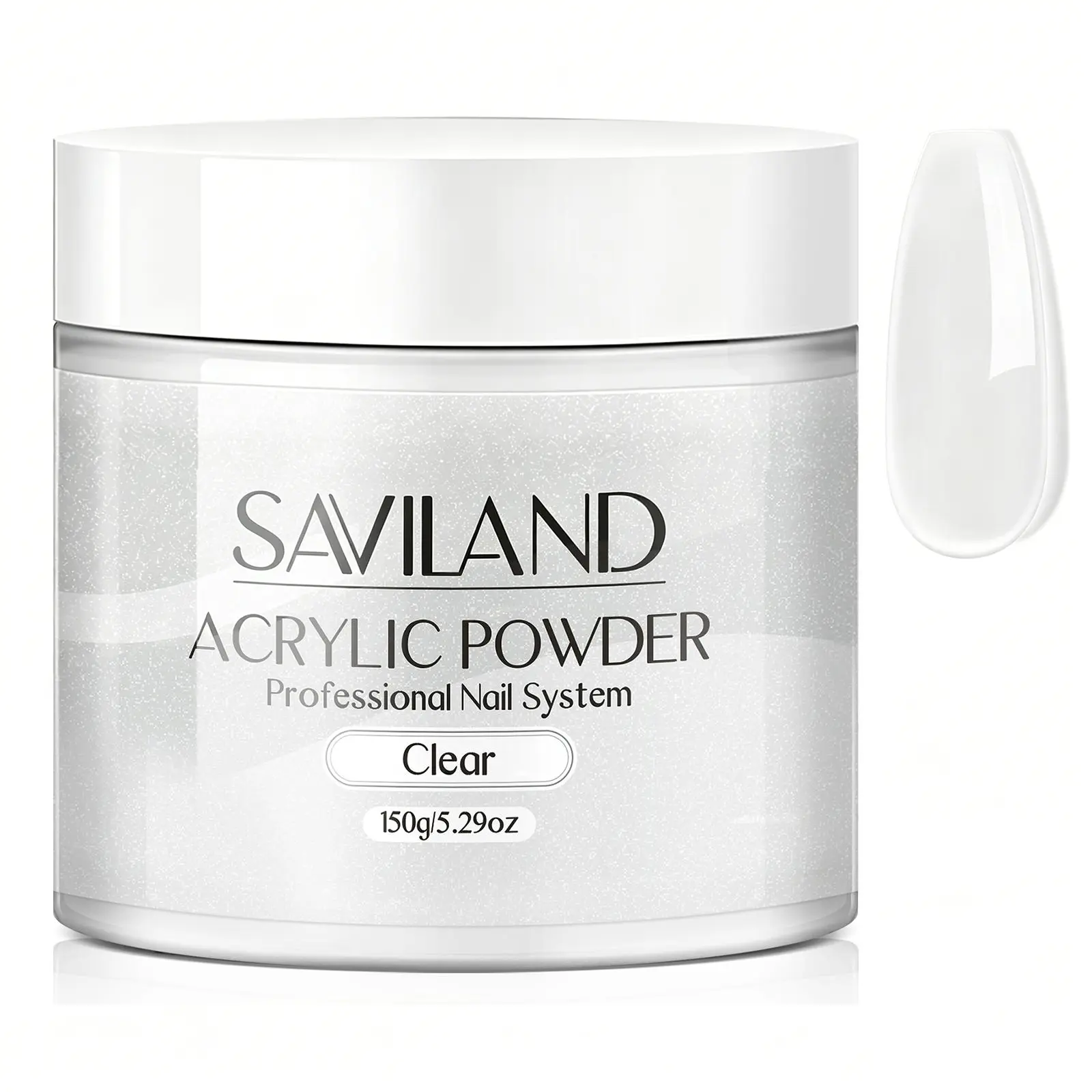 SAVILAND Clear Acrylic Powder 5.29oz – Large Size Bubble-Free Professional Nail Powder, Long-Lasting & Chip-Resistant, Ideal for Beginners, French Manicure & 3D Nail Carving