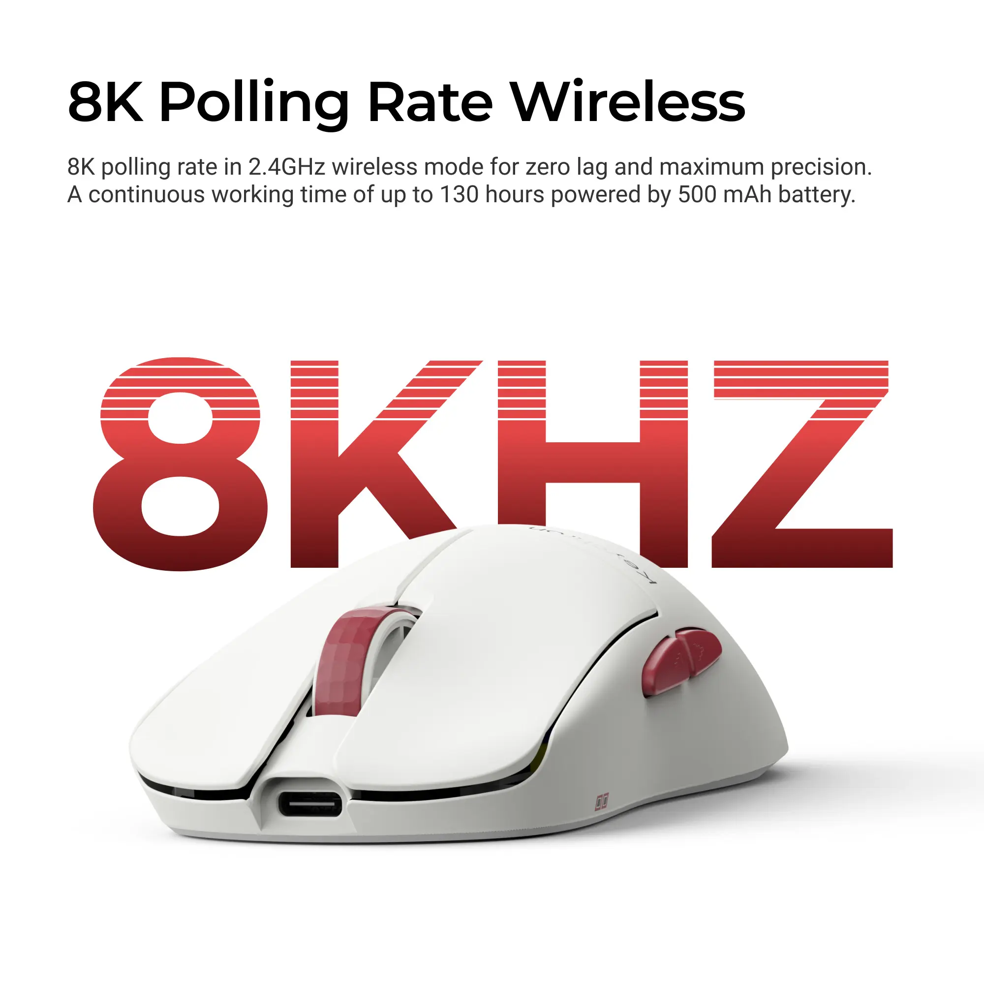 Keychron G4 Wireless 8K Gaming Mouse, Ultra-Light 55g Pro Performance Mouse with PixArt 3950 Sensor, 30000 DPI, 2.4GHz/Bluetooth/USB-C Tri-Mode, 500mAh Battery, Customizable Buttons, Multi-System Support for Windows, macOS, PC & Laptop