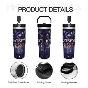 30oz Katseye Themed Tumbler with Handle & Straw Large Capacity Insulated Leakproof Stainless Steel Travel Mug for Hot & Cold Drinks for Boys Girls Teens Girl Group Fan Gift  Collectible Cup Girlfriend Gift Back to School Graduation Gift