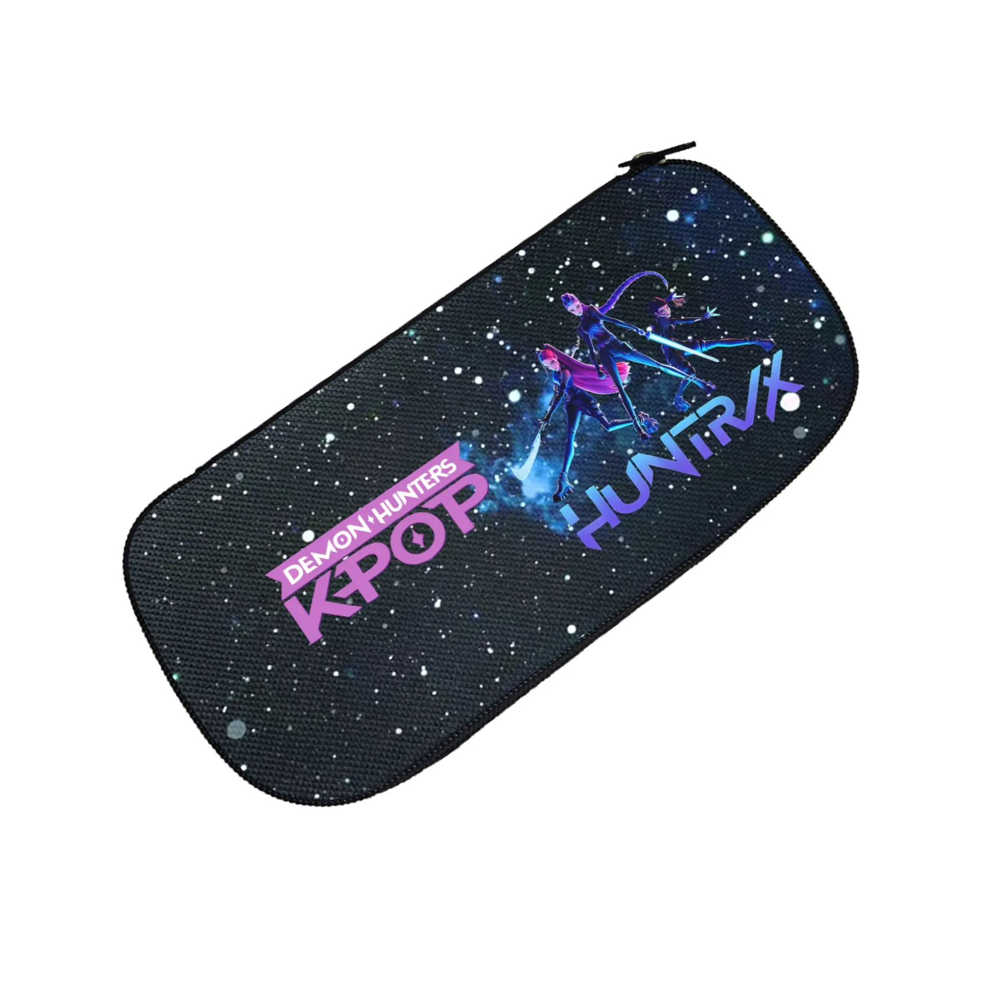 KPOP Huntrix Galaxy Printed Pencil Case Durable Canvas Zipper Pen Bag Student Stationery Fan Gift (Pencils Not Included)