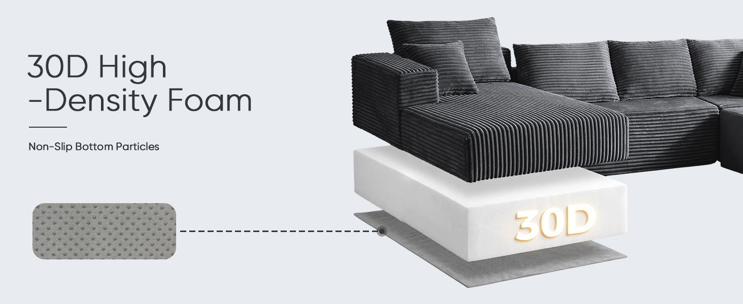【2 Packages Shipping】MODMOOD 133" Plush Corduroy Cloud Velvet Modular Boneless Couch with Chaise & Ottoman, No Assembly Required - L/U-Shaped Sectional Sofa Set with Flexible Configuration - 133"W x 69.5"D x 30"H, 5 Seater 【2 Packages Shipping】MODMOOD 133" Plush Corduroy Cloud Velvet Modular Boneless Couch with Chaise & Ottoman, No Assembly Required - L/U-Shaped Sectional Sofa Set with Flexible Configuration - 133"W x 69.5"D x 30"H, 5 Seater