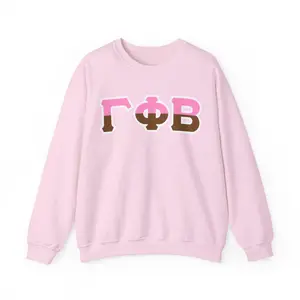 Gamma Phi Beta Two Tone Lettered Crew Sweatshirts