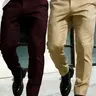 2-Pack Men's Loose Straight Leg Elastic Business Pants, Solid Color Formal Pants, Casual Fashionable Pocket, Suitable for Formal and Casual Occasions, Work and Weekend Wear
