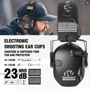 Electronic ear protectors, noise-reducing ear covers, active noise cancellation, with battery-powered adjustable decibel level, head-worn wired ear covers, suitable for hearing protection during shooting, hunting and outdoor activities.