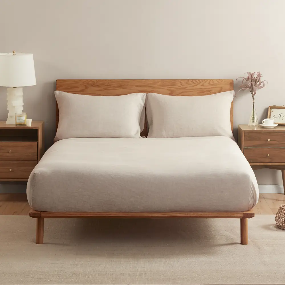 DAPU 100% French Linen Fitted Sheet Mattress Cover Only (1 Piece, Only Fitted Sheet, Does not come with pillowcase) with 16 Inch Deep Pocket, Pure Natural French Flax from Normandy, Ultra Soft, Breathable and Durable